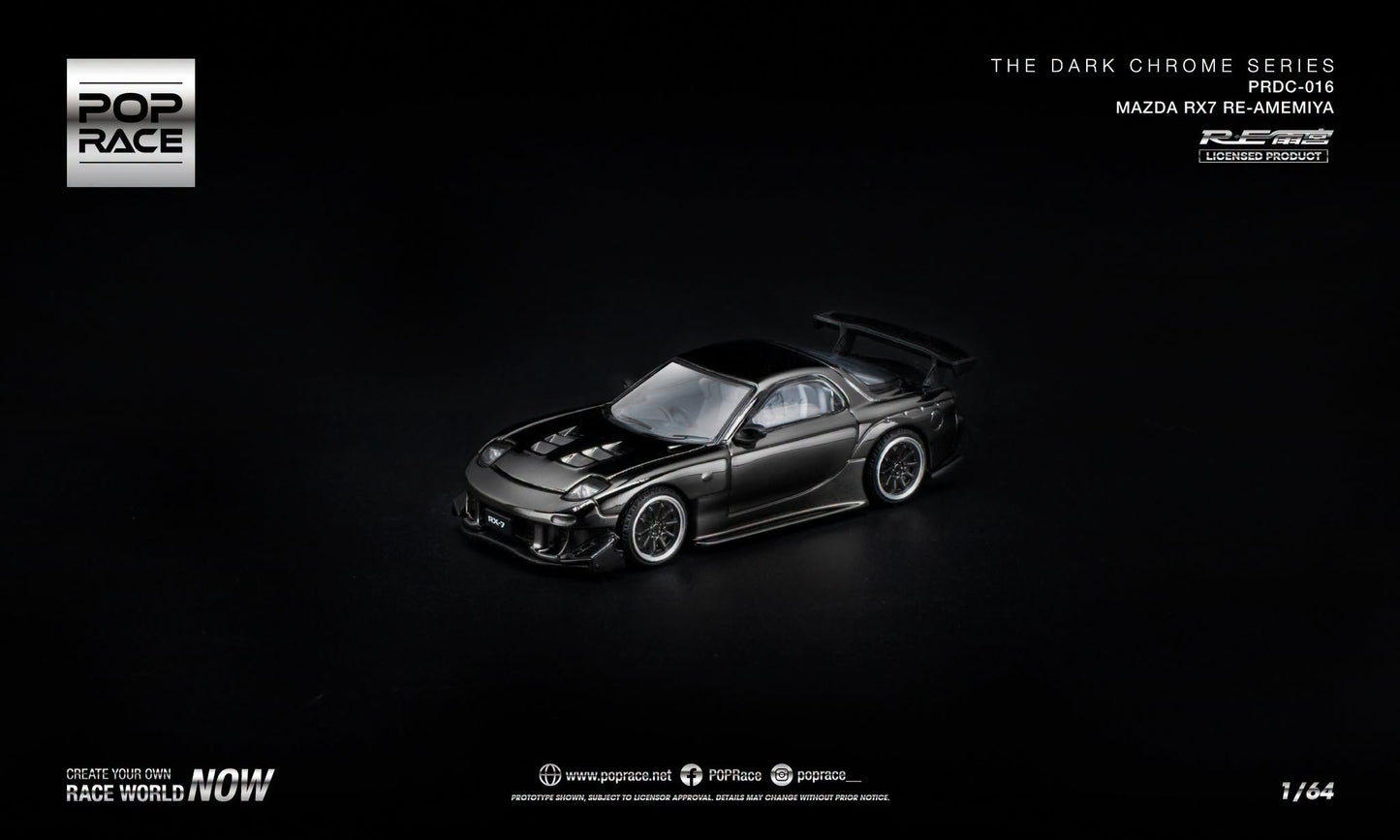 [Pre-Order] Pop Race MAZDA RX-7 RE-AMEMIYA - DARK CHROME PRDC016 1/64 Diecast