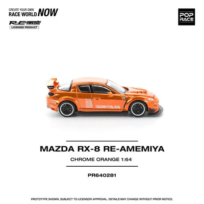 Pop Race MAZDA RX-8 RE-AMEMIYA CHROME ORANGE PR640281 1/64 Diecast
