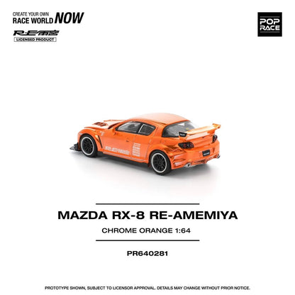 Pop Race MAZDA RX-8 RE-AMEMIYA CHROME ORANGE PR640281 1/64 Diecast