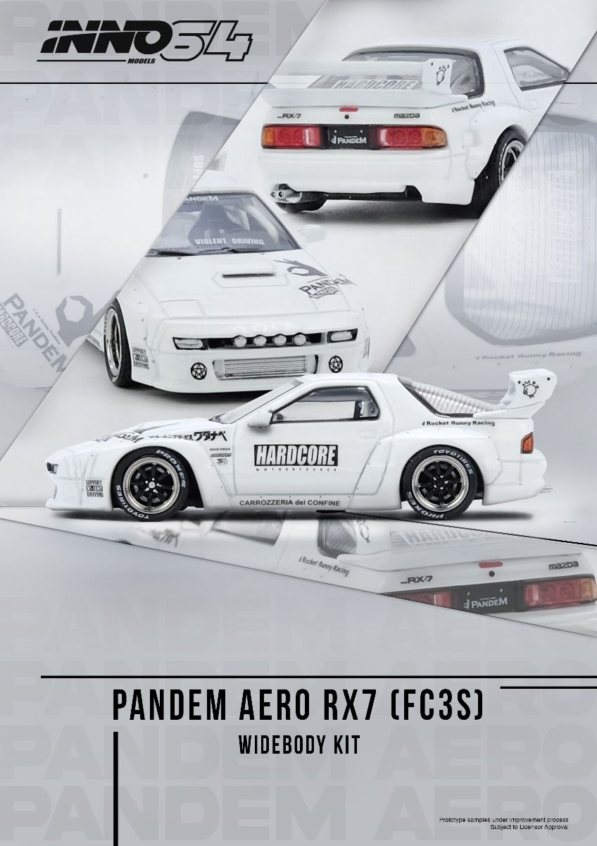 Inno64 MAZDA RX7 FC3S PANDEM AERO Widebody Kit IN64-RX7FCP-WHI1 1/64 Die Cast