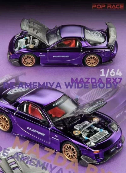 Pop Race x XCARTOYS MAZDA RX7 RE-AMEMIYA WIDE BODY Purple TAS 2025 S24-06 1/64 Diecast