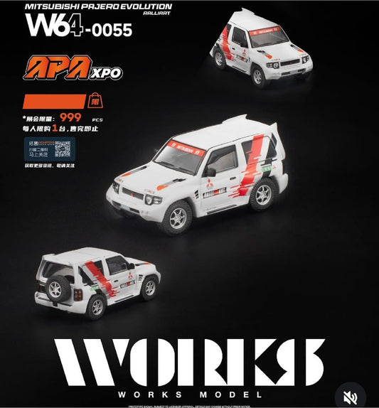 [APAxpo] WORKS MODEL MITSUBISHI PAJERO EVOLUTION RALLIART APAxpo 2026 W640055 1/64 Diecast