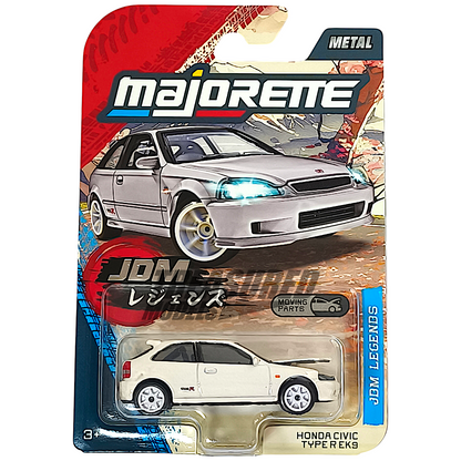 Majorette Honda Civic Type R EK9 Chase White JDM Legends 1/64 Diecast