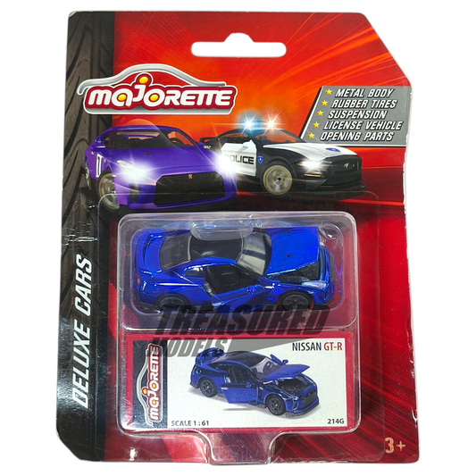 Majorette Nissan Skyline GT-R R35 Chrome Blue (Card Bent) Deluxe Cars 1/64 Die Cast