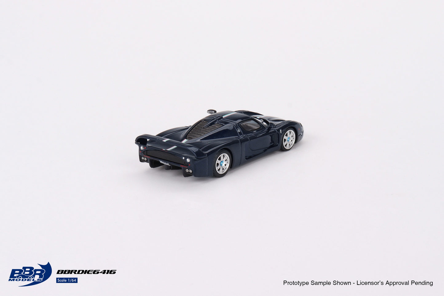 BBR Maserati MC12 Stradale Blue Metallic w Stripe BBRDIE6416 1/64 Die Cast