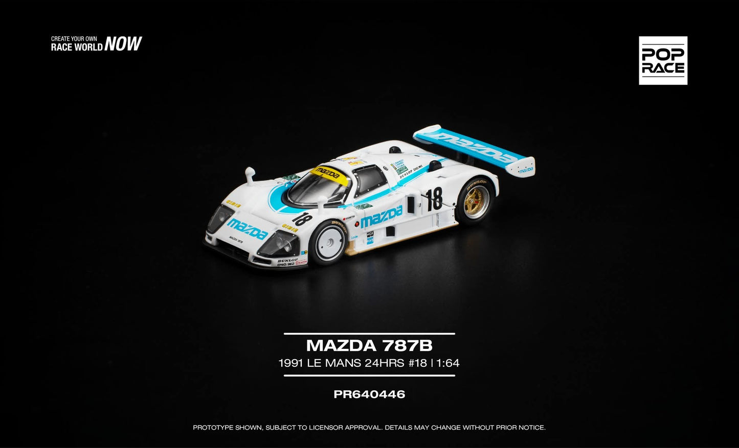 [Pre-Order] Pop Race Mazda 787B 1991 Le Mans 24rs #18 PR640446 1/64 Diecast