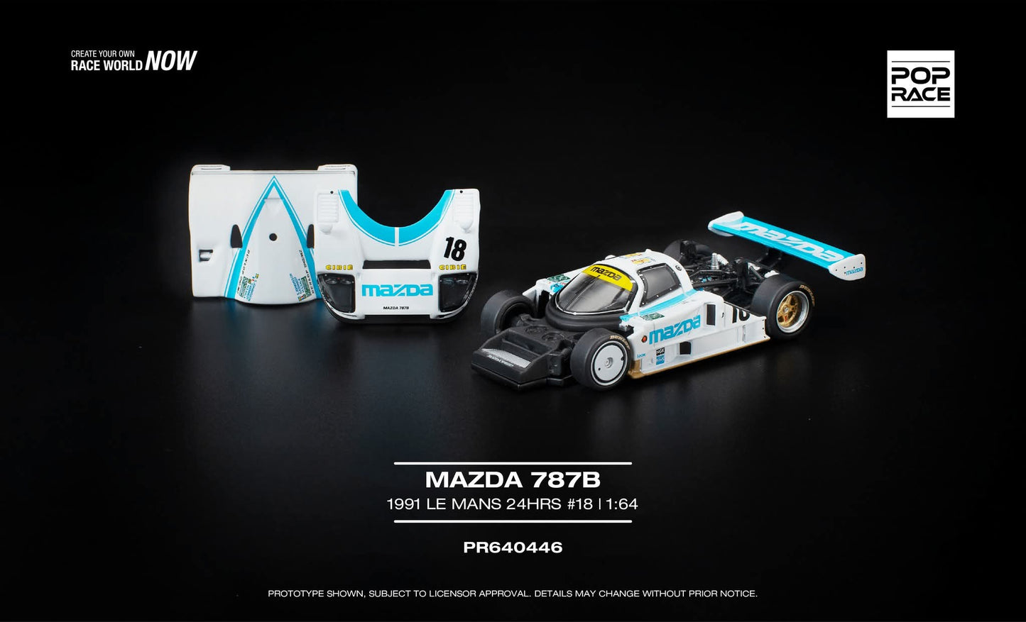 [Pre-Order] Pop Race Mazda 787B 1991 Le Mans 24rs #18 PR640446 1/64 Diecast