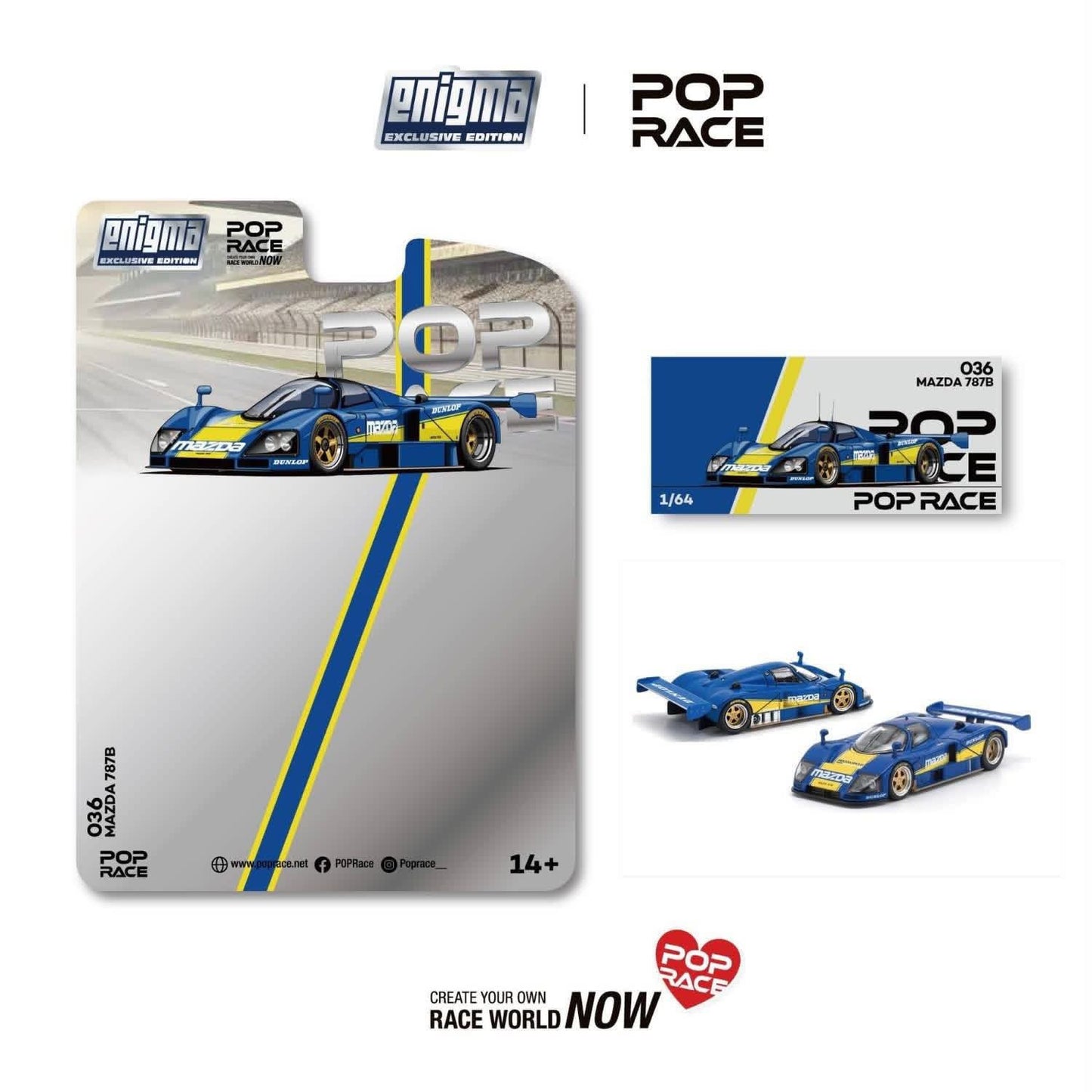 [Pre-Order] Pop Race Mazda 787B Racing Blue Yellow PRE036 1/64 Diecast