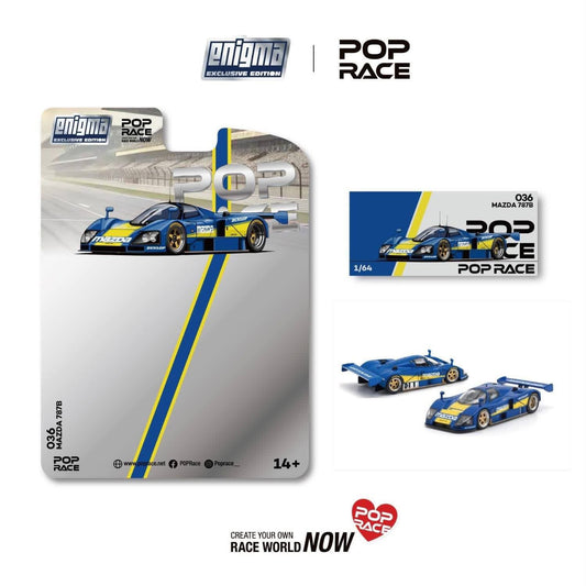 [Pre-Order] Pop Race Mazda 787B Racing Blue Yellow PRE036 1/64 Diecast