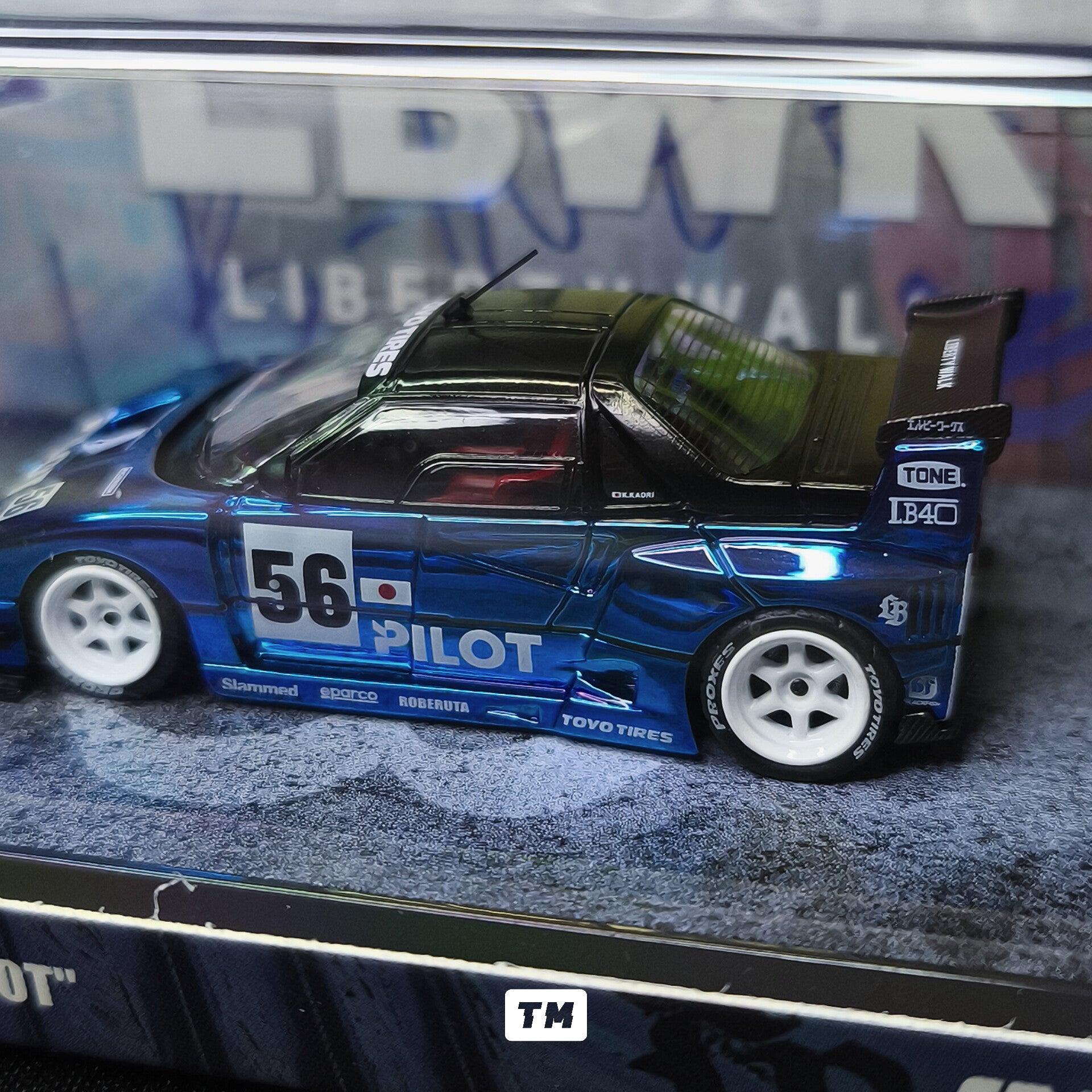 INNO64 1/64 MAZDA AZ-1 LBWK F40 チェイス CHASE! Inno64 Mazda AZ-1 Liberty Walk LB40 Pilot Blue Chrome IN64