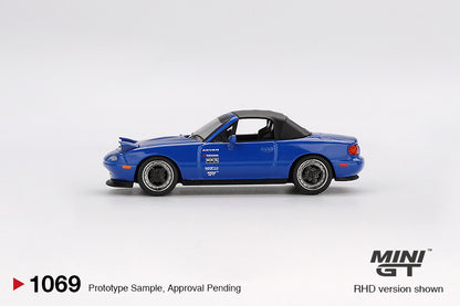 Mini GT Mazda Miata MX-5 (NA) Tuned Version Dark Blue Blister Packaging MGT01069 1/64 Diecast