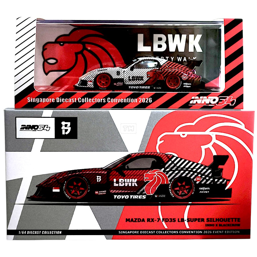 CHASE! INNO64 Mazda RX-7 FD3S LB-Super Silhouette Inno x Blackcrow SDCC  2026 IN64-LBWKRX7-15-SDCC26 1/64 Diecast