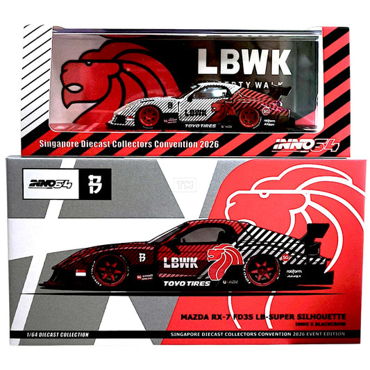CHASE! INNO64 Mazda RX-7 FD3S LB-Super Silhouette Inno x Blackcrow SDCC  2026 IN64-LBWKRX7-15-SDCC26 1/64 Diecast