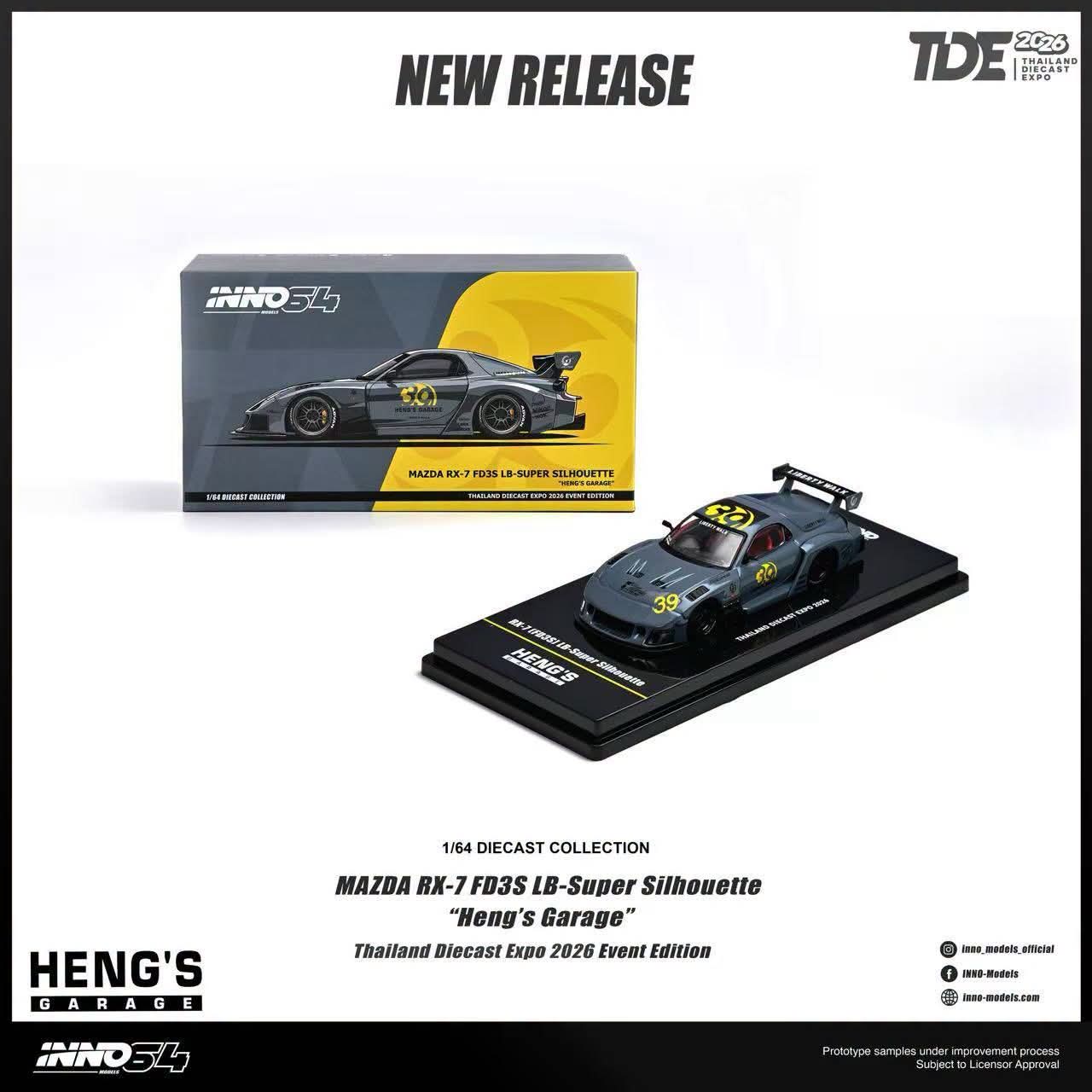 Inno64 Mazda RX-7 FD3S LB-Super Silhouette Heng's Garage TDE 2026 Event Edition 1/64 Diecast