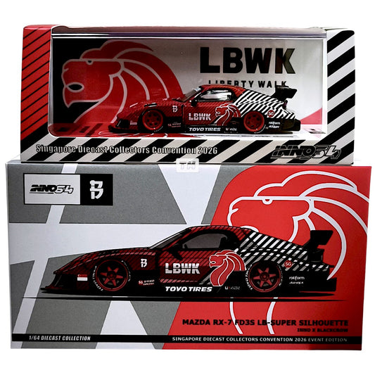 INNO64 Mazda RX-7 FD3S LB-Super Silhouette Inno x Blackcrow SDCC  2026 IN64-LBWKRX7-15-SDCC26 1/64 Diecast