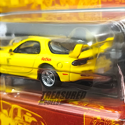 Hobby Japan Mazda RX-7 FD3S RedSuns Initial D Keisuke Takahashi VS Takumi Fujiwara Blister Packaging HJDMD002A 1/64 Diecast