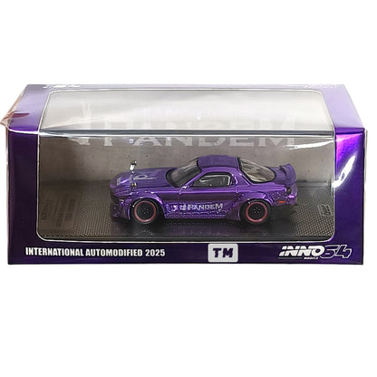 Inno64 Mazda RX-7 FD3S Pandem Rocket Bunny Boss Wide Body Kit Chrome Purple IAM 2025 1/64 Diecast