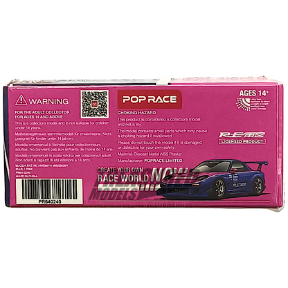 Pop Race Mazda RX-7 RE-Amemiya Blue Pink PR640240 1/64 Diecast