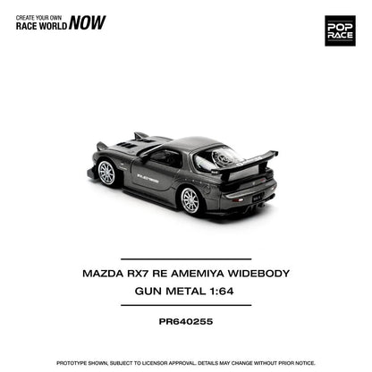 Pop Race Mazda RX-7 RE-Amemiya Gun Metal PR640255 1/64 Diecast
