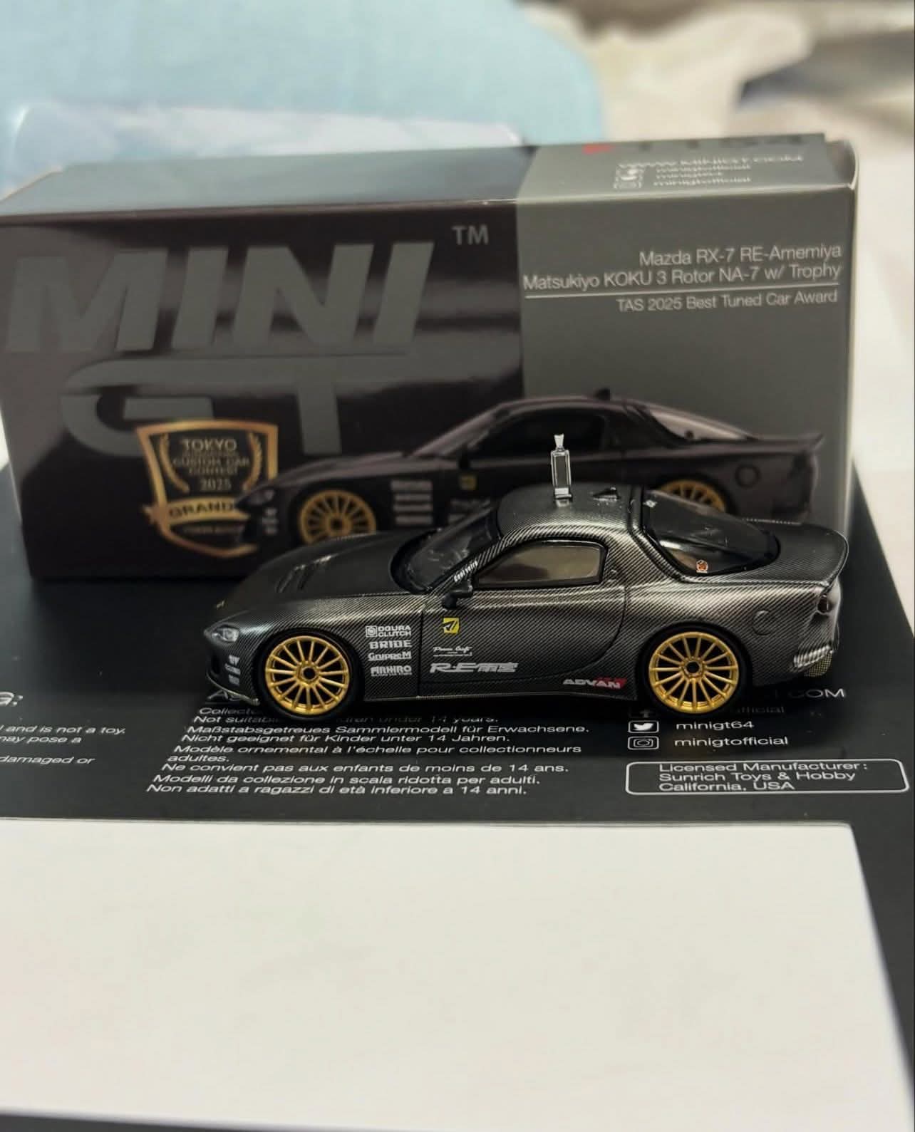 [TAS2026] Mini GT Mazda RX-7 RE-Amemiya Matsukiyo KOKU 3 Rotor NA-7 w Trophy TAS 2025 Best Tuned Car Award TAS 2026 1/64 Diecast