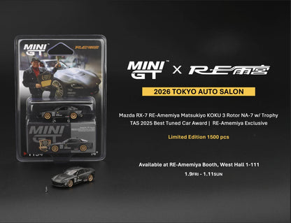 [TAS2026] Mini GT Mazda RX-7 RE-Amemiya Matsukiyo KOKU 3 Rotor NA-7 w Trophy TAS 2025 Best Tuned Car Award TAS 2026 1/64 Diecast