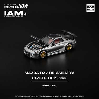 Pop Race Mazda RX-7 RE-Amemiya Silver Chrome PR640287 IAM 1/64 Diecast