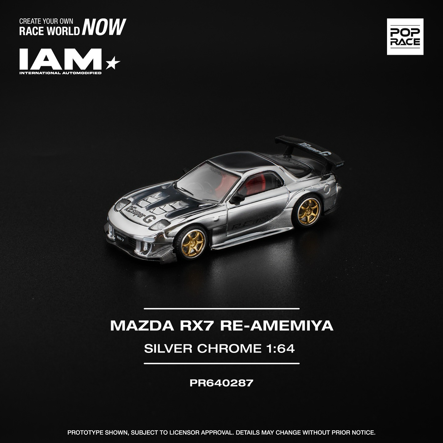 Pop Race Mazda RX-7 RE-Amemiya Silver Chrome PR640287 IAM 1/64 Diecast