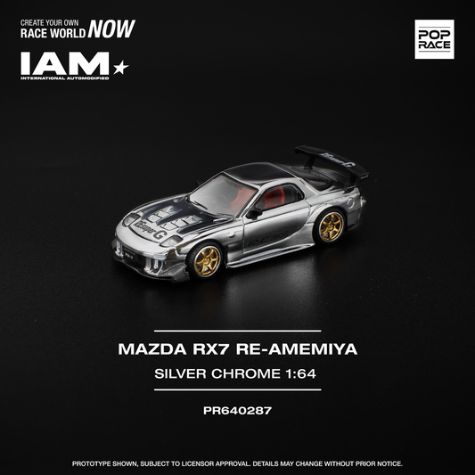 Pop Race Mazda RX-7 RE-Amemiya Silver Chrome PR640287 IAM 1/64 Diecast