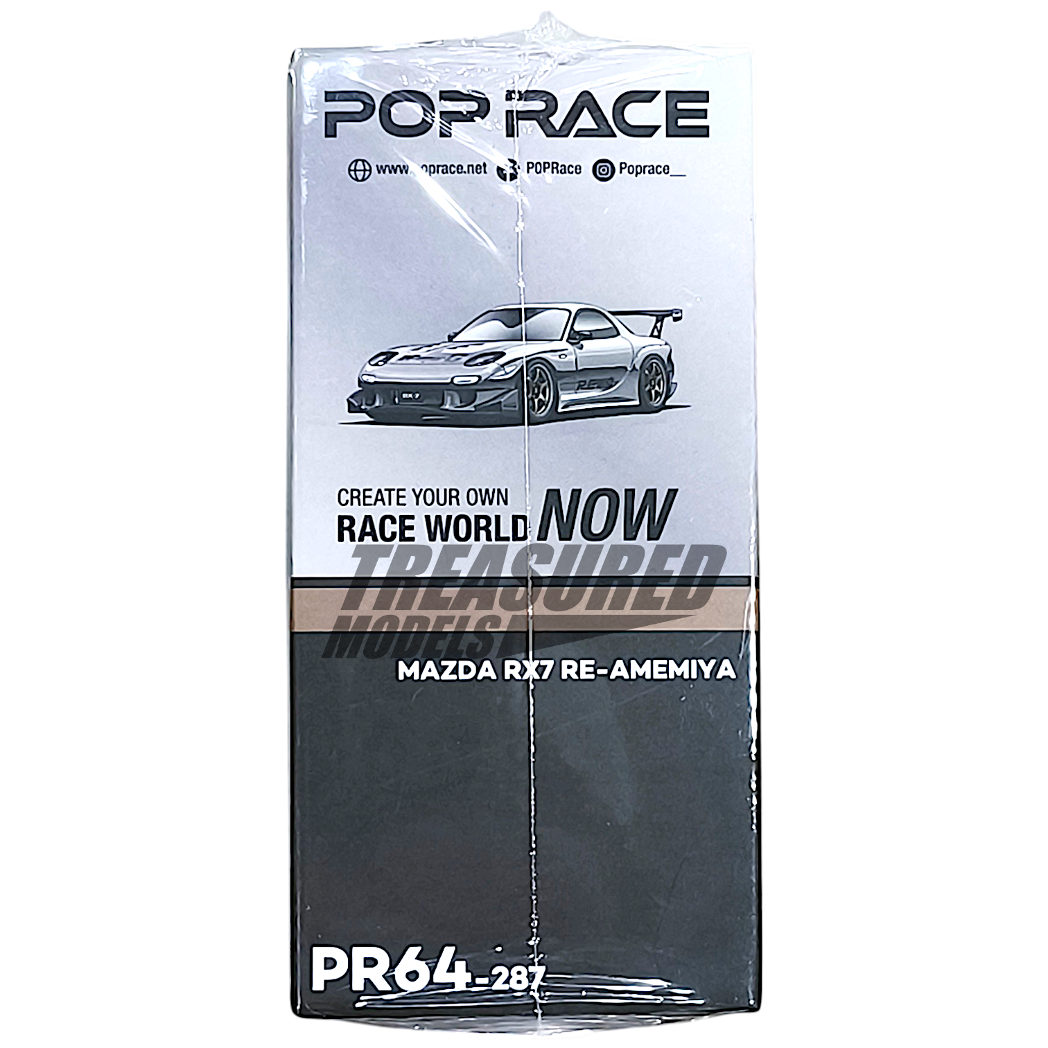 Pop Race Mazda RX-7 RE-Amemiya Silver Chrome PR640287 IAM 1/64 Pop Race Mazda RX-7 RE-Amemiya Silver Chrome PR640287 IAM 1/64