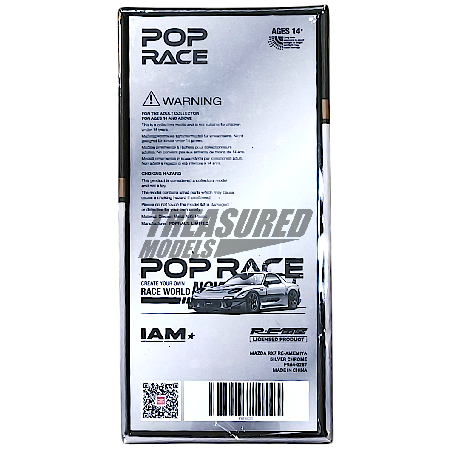 Pop Race Mazda RX-7 RE-Amemiya Silver Chrome PR640287 IAM 1/64 Pop Race Mazda RX-7 RE-Amemiya Silver Chrome PR640287 IAM 1/64