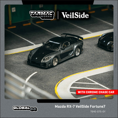 Tarmac Works Mazda RX-7 VeilSide Fortune7 Grey Metallic Black 1/64 Diecast