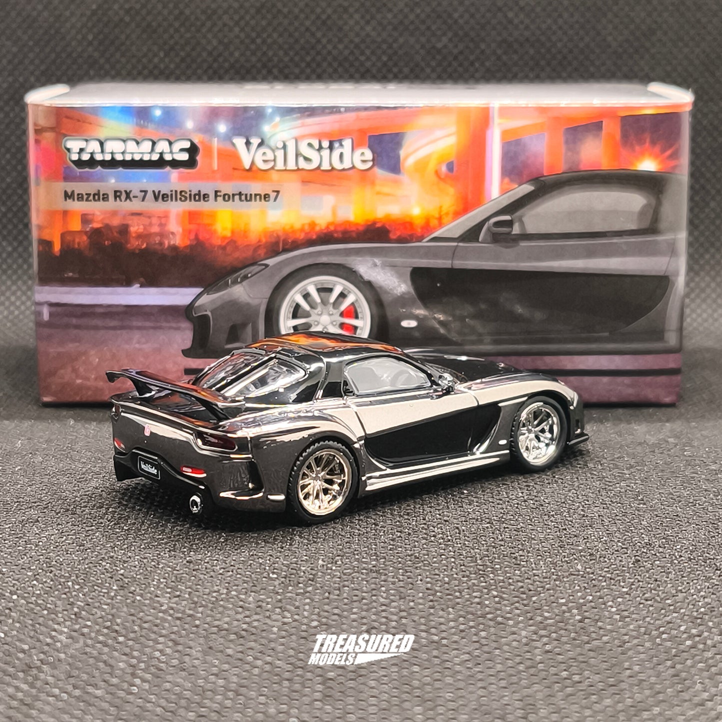 CHASE! Tarmac Works Mazda RX-7 VeilSide Fortune7 Grey Metallic Black Chase 1/64 Diecast