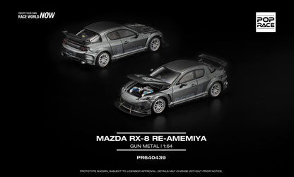 *Pre-Order* Pop Race Mazda RX-8 RE-Amemiya Gun Metal PR640439 1/64 Diecast