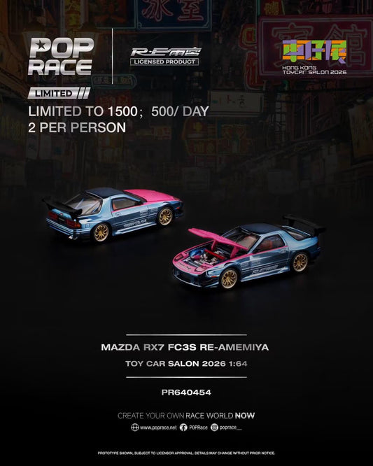 Pop Race Mazda RX7 FC3S RE-Amemiya Blue Chrome Hong Kong Toy Car Salon 2026 1/64 Diecast