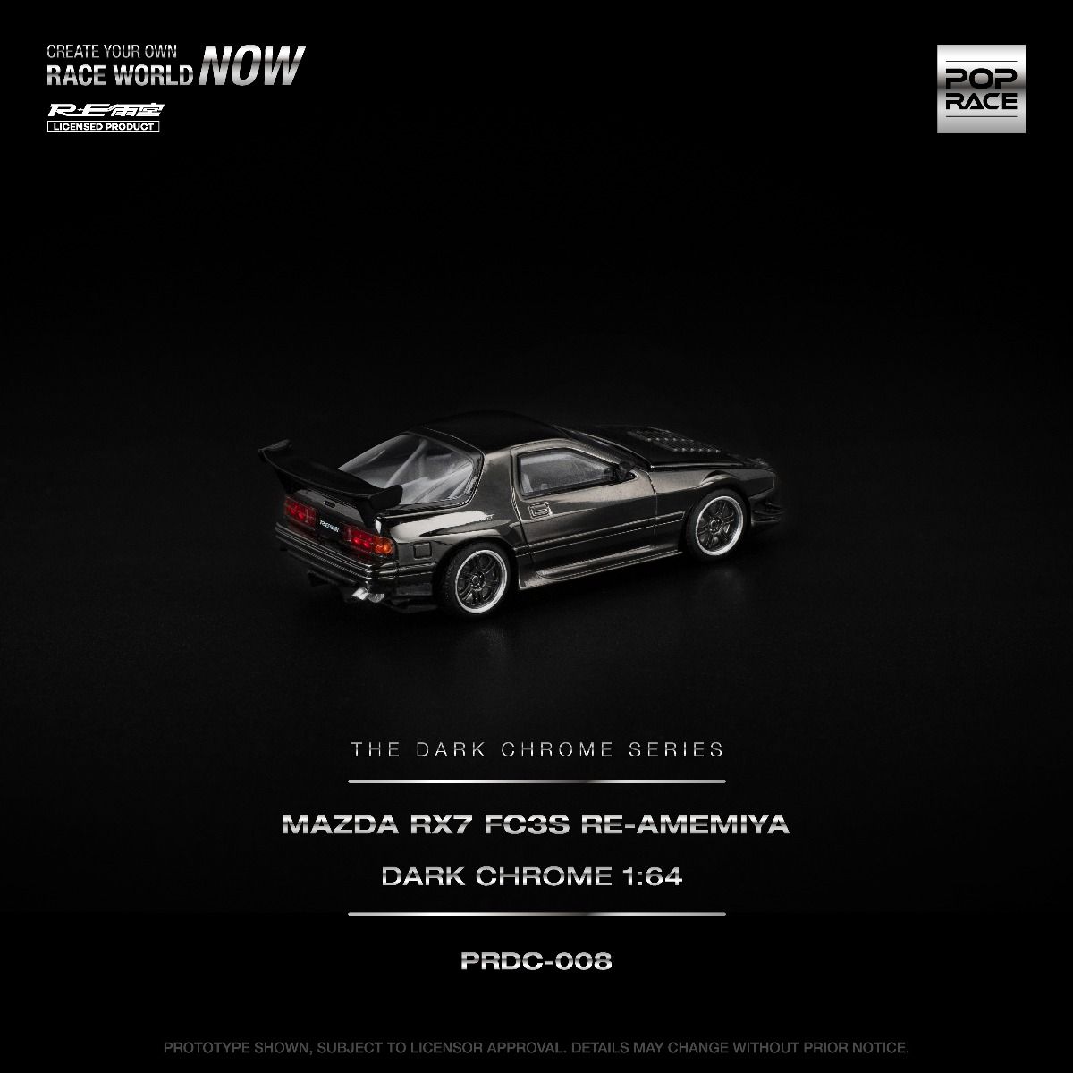 [Pre-Order] Pop Race Mazda RX7 FC3S RE-Amemiya Dark Chrome PRDC008 1/64 Diecast