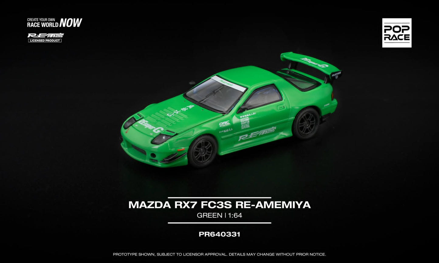 [Pre-Order] Pop Race Mazda RX7 FC3S RE-Amemiya Green PR640331 1/64 Diecast