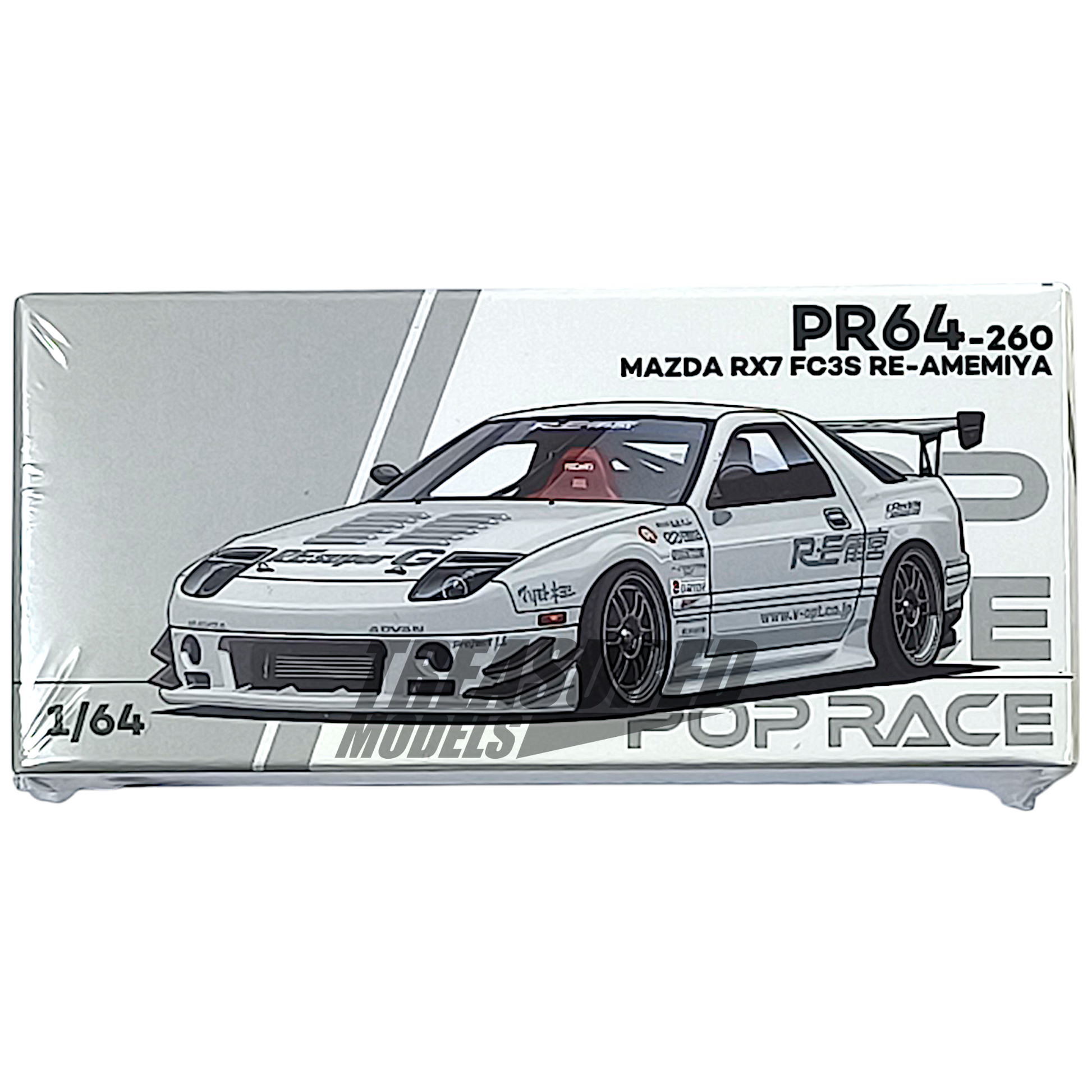 Pop Race Mazda RX7 FC3S RE-Amemiya White PR640260 1/64 Diecast