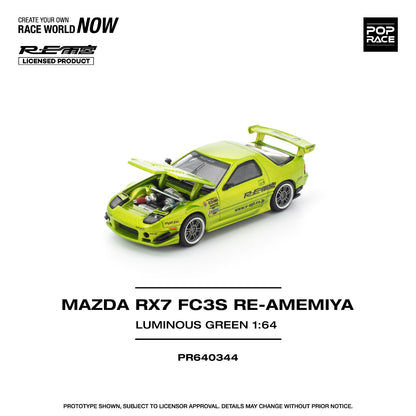 *Pre-Order* Pop Race Mazda RX7 FC3S Re-Amemiya Luminous Green PR640344 1/64 Die Cast