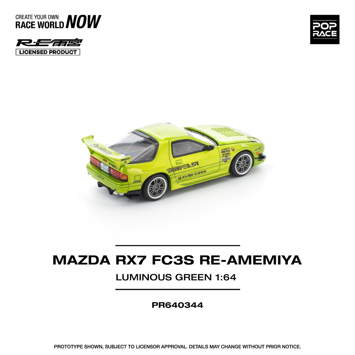 *Pre-Order* Pop Race Mazda RX7 FC3S Re-Amemiya Luminous Green PR640344 1/64 Die Cast