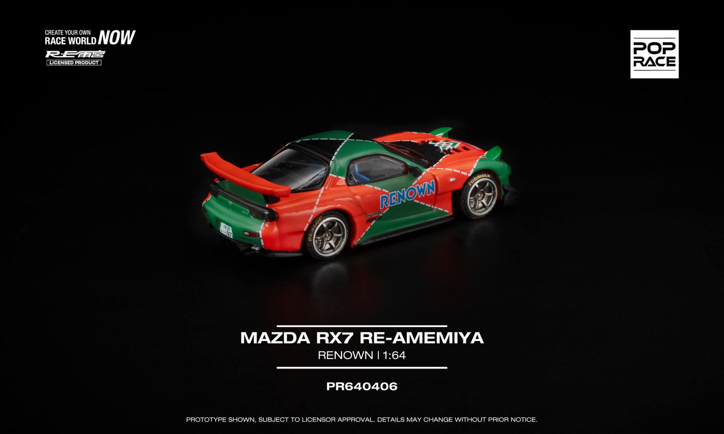 [Pre-Order] Pop Race Mazda RX7 RE-Amemiya Renown PR640406 1/64 Diecast