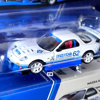 Pop Race Mazda RX7 RE-Amemiya White Blue Blister Packaging PRE021 1/64 Diecast