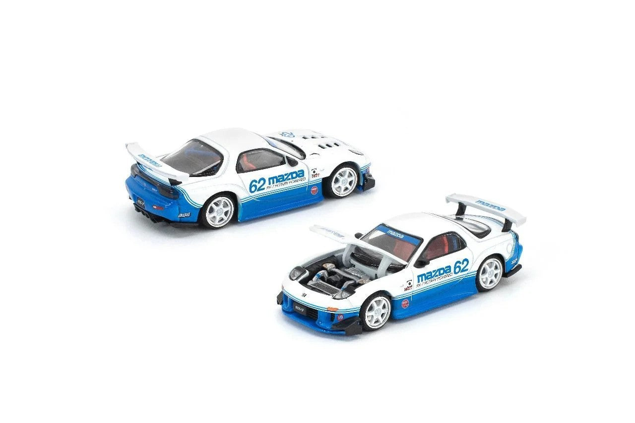 Pop Race Mazda RX7 RE-Amemiya White Blue Blister Packaging PRE021 1/64 Diecast