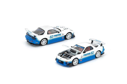 Pop Race Mazda RX7 RE-Amemiya White Blue Blister Packaging PRE021 1/64 Diecast