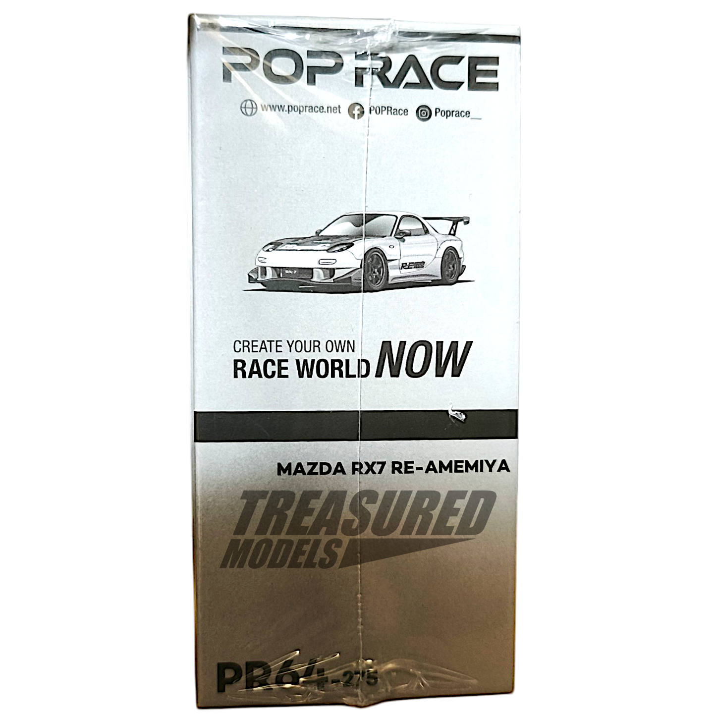 Pop Race Mazda RX7 Re-Amemiya Widebody Silver PR640275 1/64 Diecast