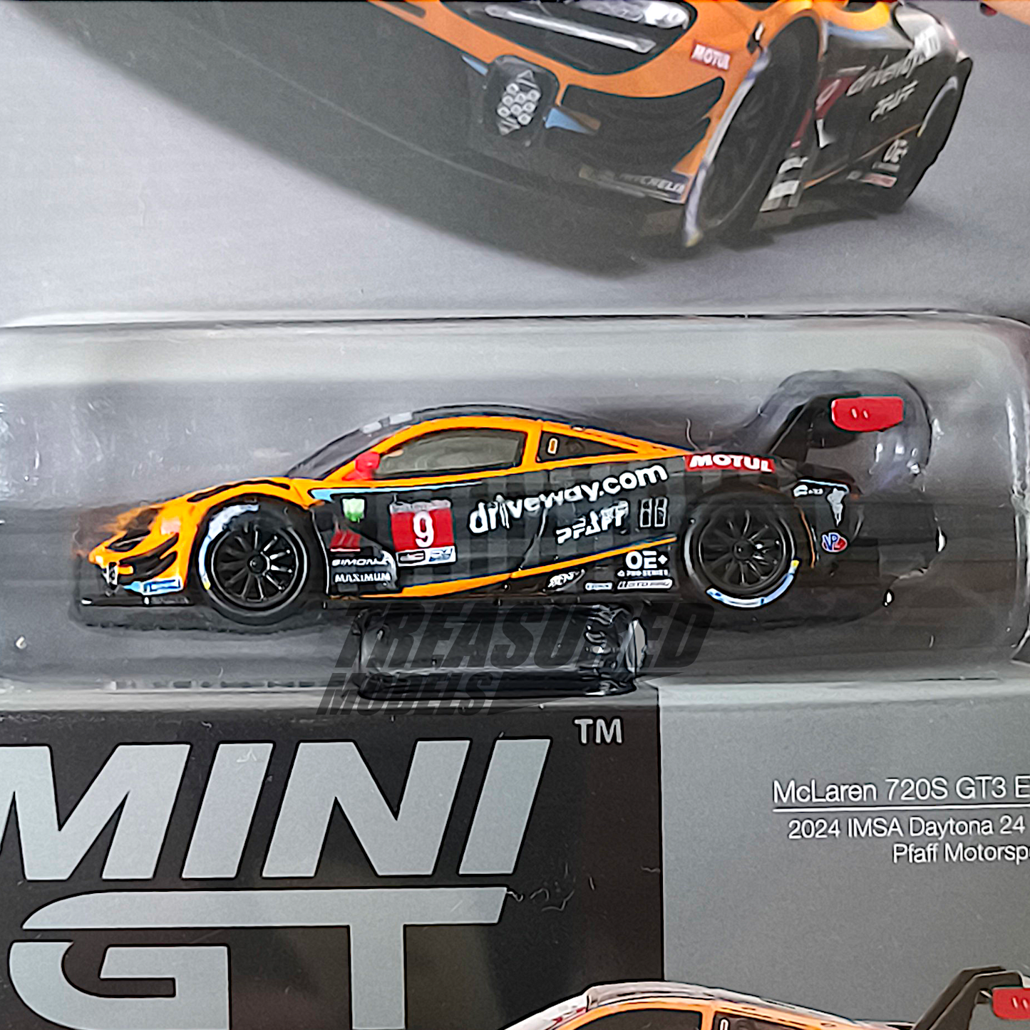 Mini GT McLaren 720S GT3 Evo Pfaff Motorsports 2024 IMSA Daytona 24 Hrs Blister Packaging MGT00984 1/64 Diecast