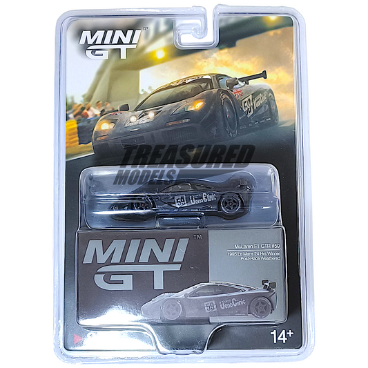Mini GT McLaren F1 GTR #59 1995 Le Mans 24Hr Winner Post-Race Weathered Blister Packaging MGT00870 1/64 Die Cast