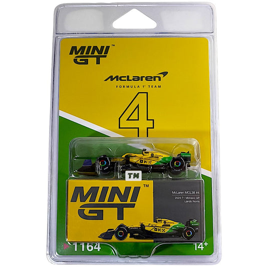 Mini GT McLaren MCL38 #4 Lando Norris 2024 F1 2024 Monaco GP Blister Packaging MGT01164-BL 1/64 Diecast