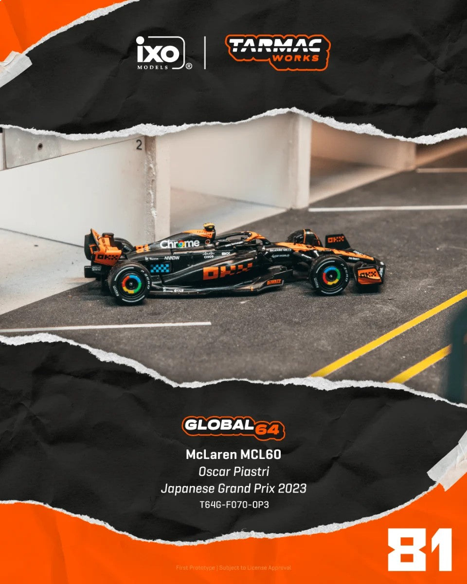 Tarmac Works McLaren MCL60 Japanese Grand Prix 2023 Oscar Piastri T64G-F070-OP3 1/64 Diecast
