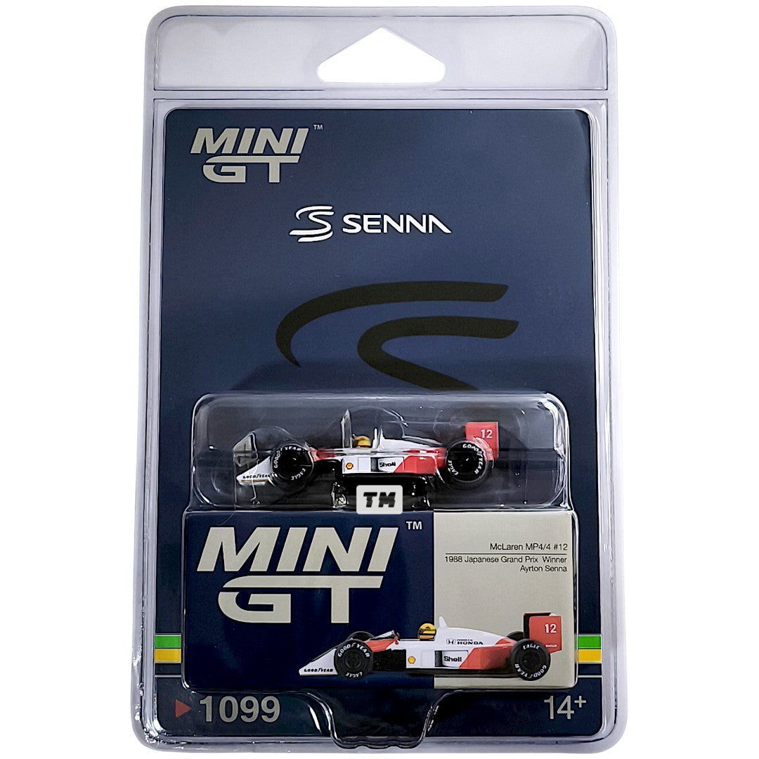 Mini GT McLaren MP4-4 #12 Ayrton Senna 1988 Japanese Grand Prix Winner Blister Packaging MGT01099-BL 1/64 Diecast
