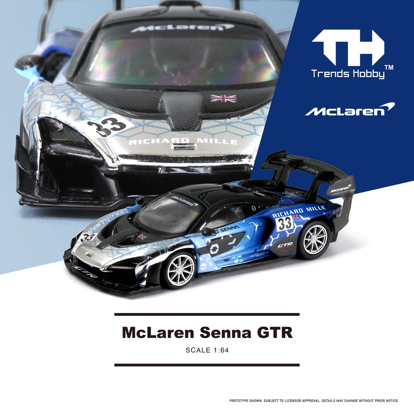 Trends Hobby McLaren Senna GTR Blue HEC2025 1/64 Diecast